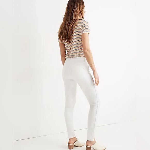 NWT Madewell 10" High Rise Skinny Jeans in Pure White: Step-Hem Edition - Picture 2 of 10